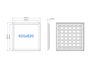Black LED Panel 62x62cm - 36W - 140lm/W - Adjustable Light Color CCT