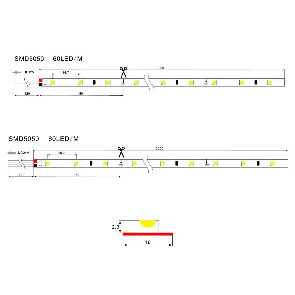 Tira LED SMD5050 60 LEDs/m | 5 metros